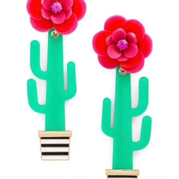 Kate Spade ♠️ scenic route cactus 🌵 🌺& statement earrings. - Picture 6 of 6